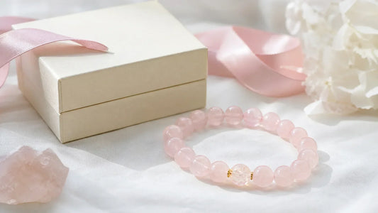 Rose quartz bead bracelet with soft pink crystal beads